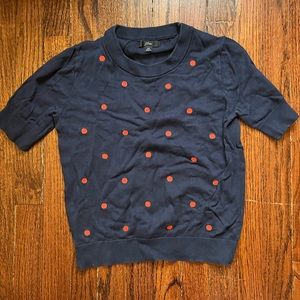 J Crew Polka Dot Short Sleeved Sweater